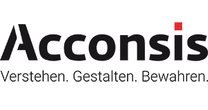 Logo von Acconsis mit dem Untertitel Verstehen, Gestalten, Bewahren